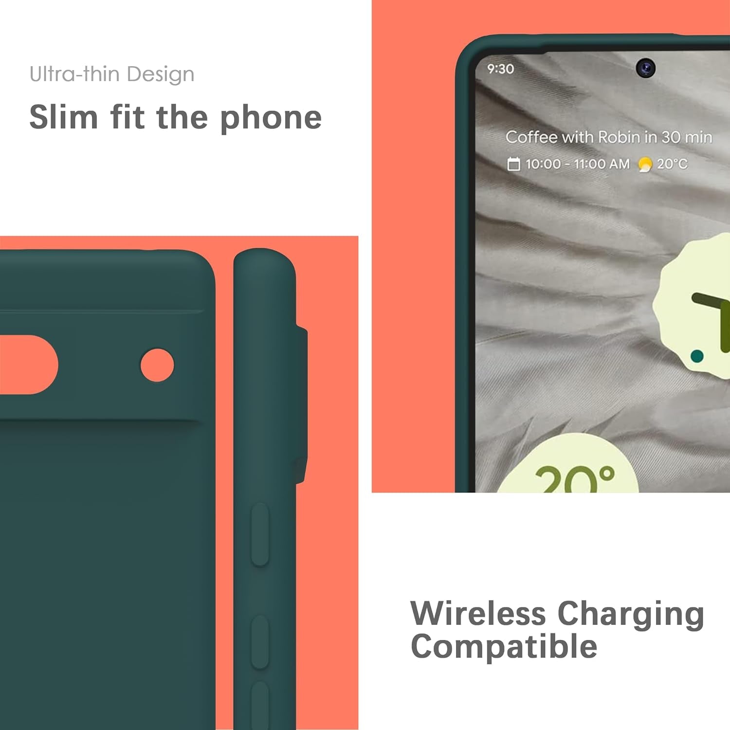 YATWIN Silicone Case for Google Pixel 7A 5G, Soft-Touch, Shockproof, Dustproof, Antiskid Full Body Armour Phone Cover for Google Pixel 7A 5G - Dark Green  YATWIN   