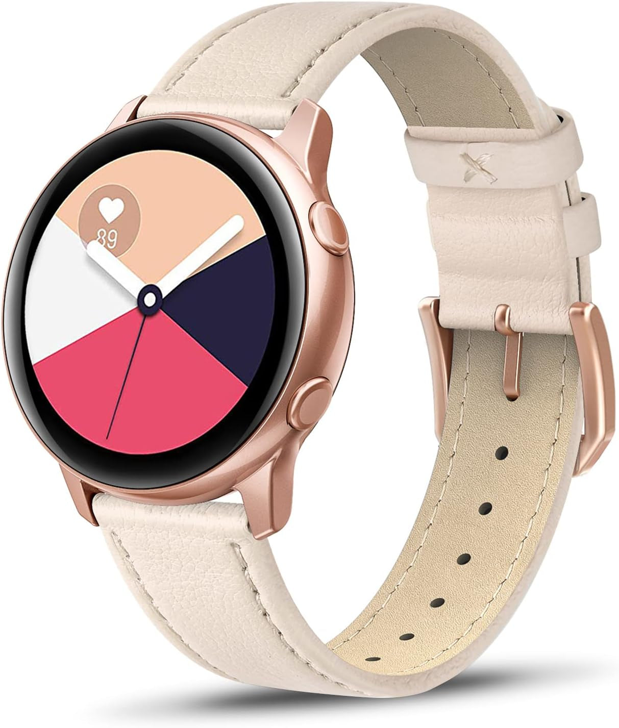 SWEES Compatible for Samsung Galaxy Watch 5 Band 40Mm 44Mm / Galaxy Watch 5 Pro Band 45Mm / Galaxy Watch 4 Band, 20Mm Slim Thin Genuine Leather Replacement Bands for Galaxy Watch 4 Classic Women Men  SWEES Beige Galaxy Watch 5 / Galaxy Watch 4 