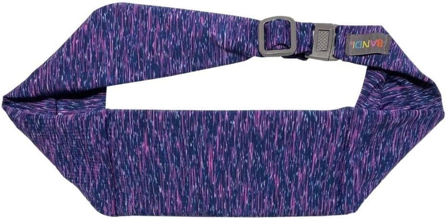 BANDI Large Travel and Running Belt, Securely Carry Keys, Phone, Medicine, Money or Food While You Exercise or Travel within Its Sleek 3 Pocket Design, Size 7.5 Inch by 3.5 Inch Black Solid One Size  BANDI WEAR LLC Strata Indigo/Fuchsia  