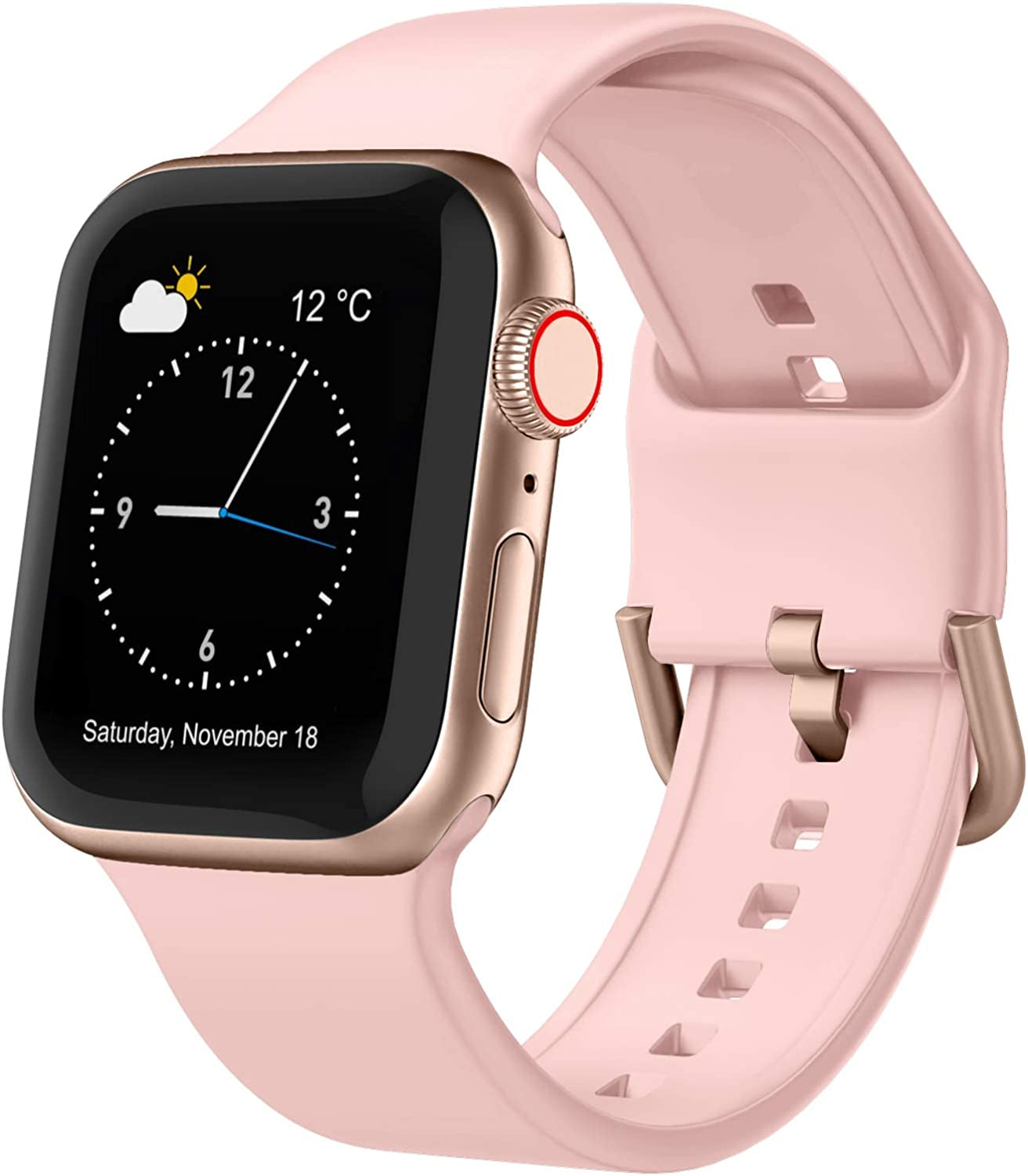 Sport Band Compatible with Apple Watch Bands 49Mm 45Mm 44Mm 42Mm 41Mm 40Mm 38Mm, Soft Silicone Wristbands Replacement Strap with Classic Clasp for Iwatch Series SE 8 7 6 5 4 3 2 1 Ultra for Women Men  Recoppa Pink 38mm/40mm/41mm 