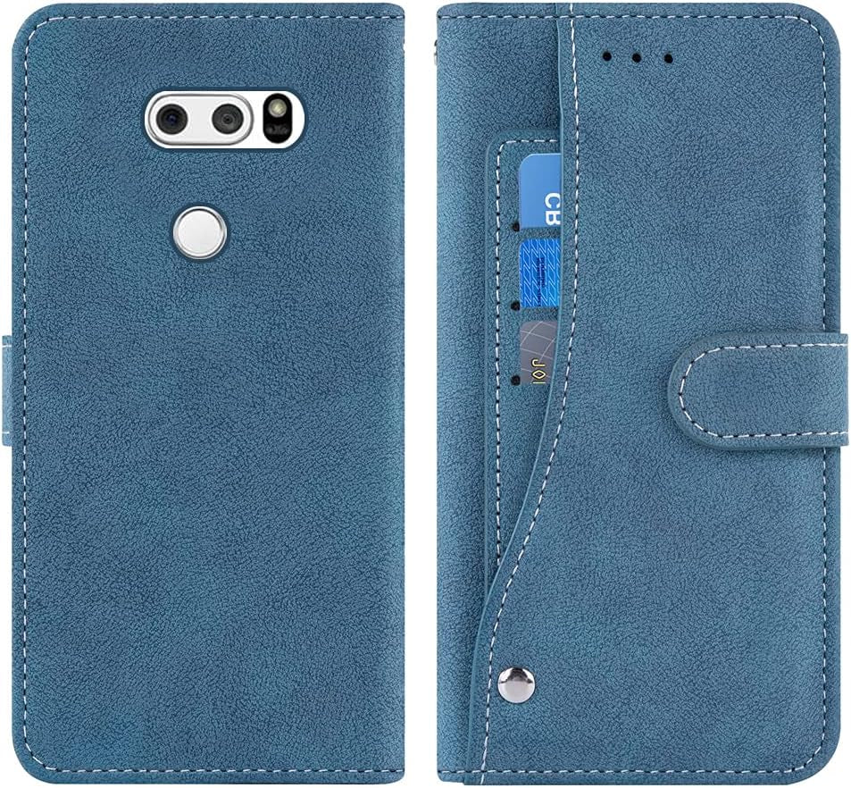 Compatible with LG V35 Thinq V30 plus Wallet Case and Tempered Glass Screen Protector Flip Cover Credit Card Holder Cell Accessories Phone Cases for LGV30 LGV35 LG30 LG35 V 30 35 V30+ V30S H931 Blue  NSS   