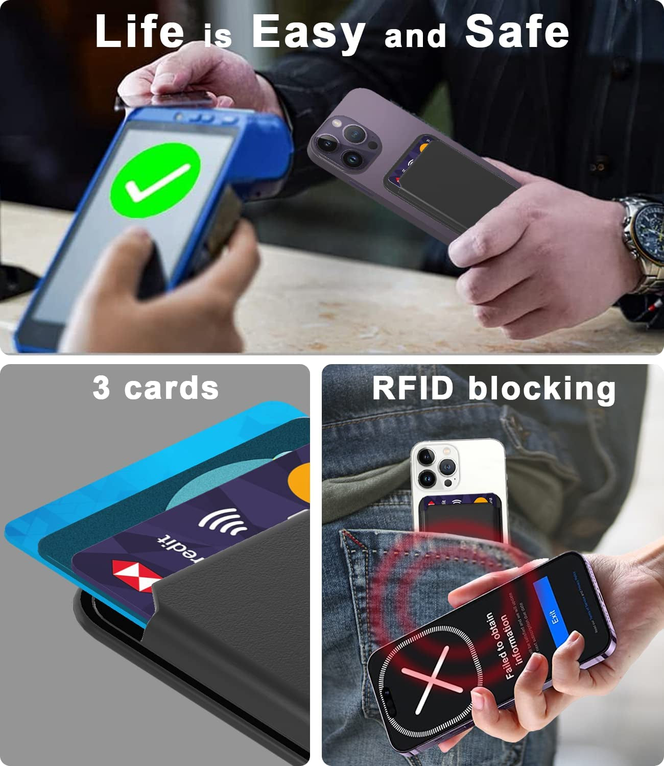 Magnetic Card Holder Designed for Magsafe Wallet, Designed for Iphone 12 13 14 15 Pro Max Mini, Highimitation Leather, Strong Magnet on Back, Quick Access (3 Cards, Dark Cherry)  Python Trend One   