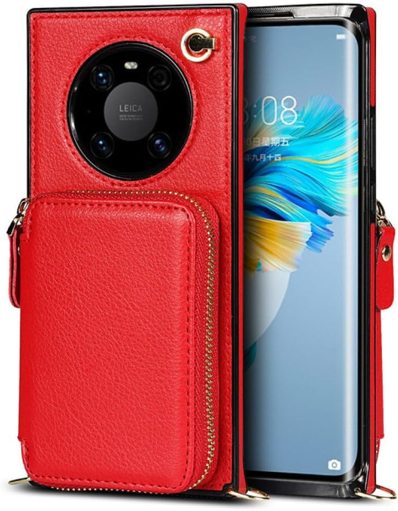 YOGISU Wallet Case for Huawei P30 P40 Pro plus Lite Mate 40 30 20 Pro Lite Backpack-Type Mobile Phone Cover Card,Rose Gold,For Huawei P30  YOGISU Red For Huawei P30 