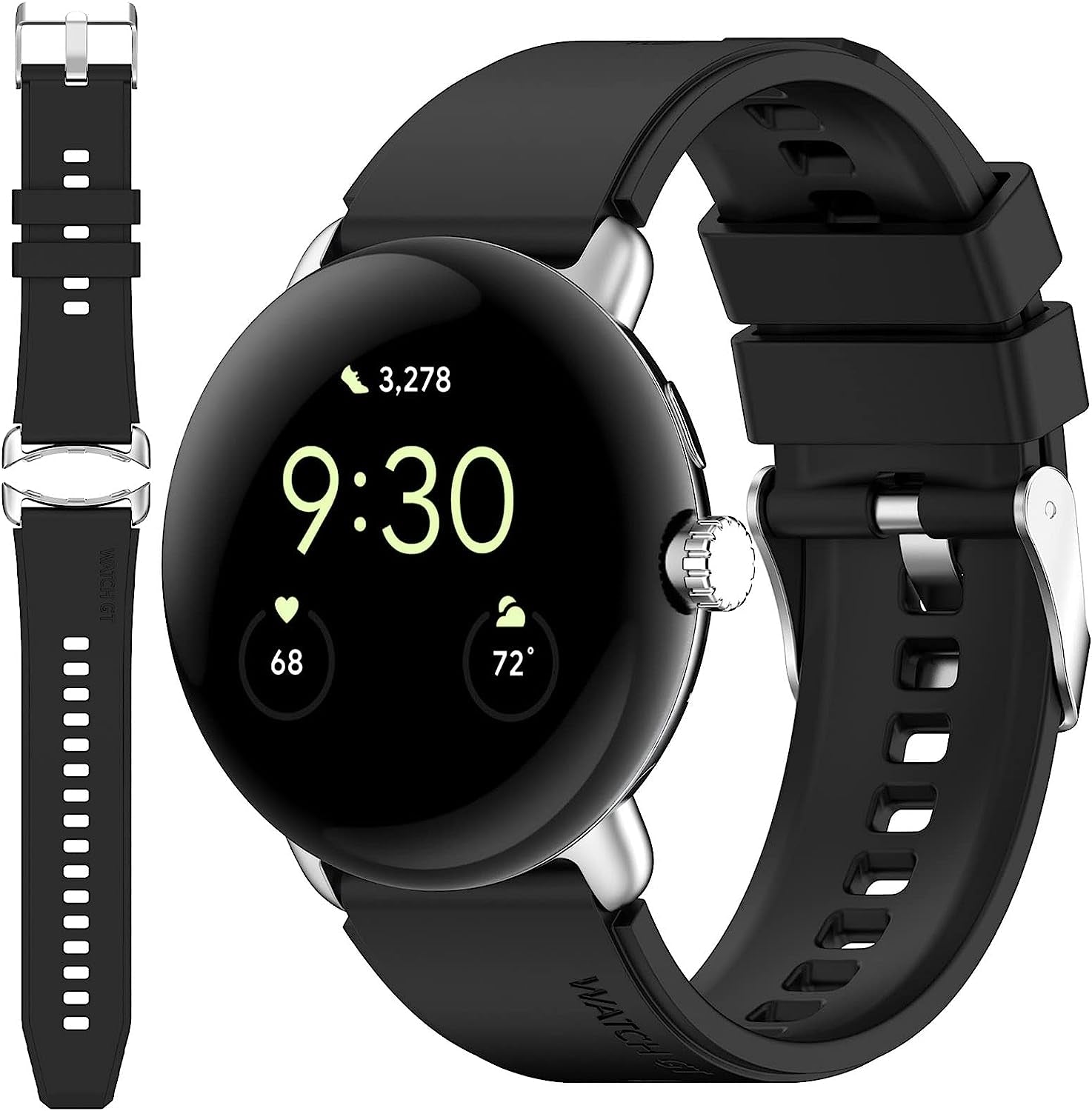 Miimall Compatible for Google Pixel Watch Bands, Pixel Watch Band for Men Women, Waterproof Soft Silicone Strap, Lightweight Sport Wristband Strap for Google Pixel Watch (Black)  Miimall   