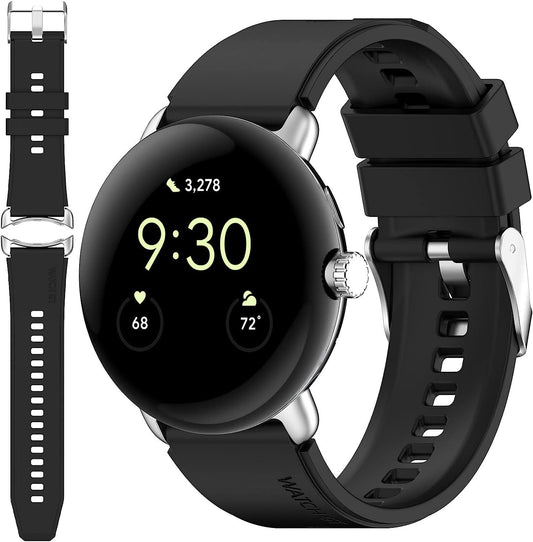 Miimall Compatible for Google Pixel Watch Bands, Pixel Watch Band for Men Women, Waterproof Soft Silicone Strap, Lightweight Sport Wristband Strap for Google Pixel Watch (Black)  Miimall   