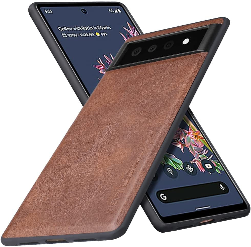 X-Level Google Pixel 6 Case,Anti-Scratch Premium PU Leather Soft TPU Bumper Shockproof Protective Phone Cover Case for Google Pixel 6 (Brown)  Pipilu   