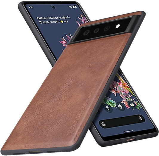 X-Level Google Pixel 6 Case,Anti-Scratch Premium PU Leather Soft TPU Bumper Shockproof Protective Phone Cover Case for Google Pixel 6 (Brown)  Pipilu   
