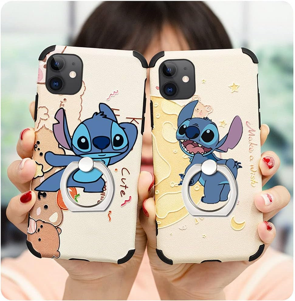 ZOSTLAND 3Pack Naughty Funny Blue Alien ET Handstand Stitch Phone Ring Universal 360°Adjustable Phone Case Finger Grip Stand Holder Desk Stent Mount Car Compatible with Iphone 13 12 11 MAX X plus Ipad  ZOEAST   