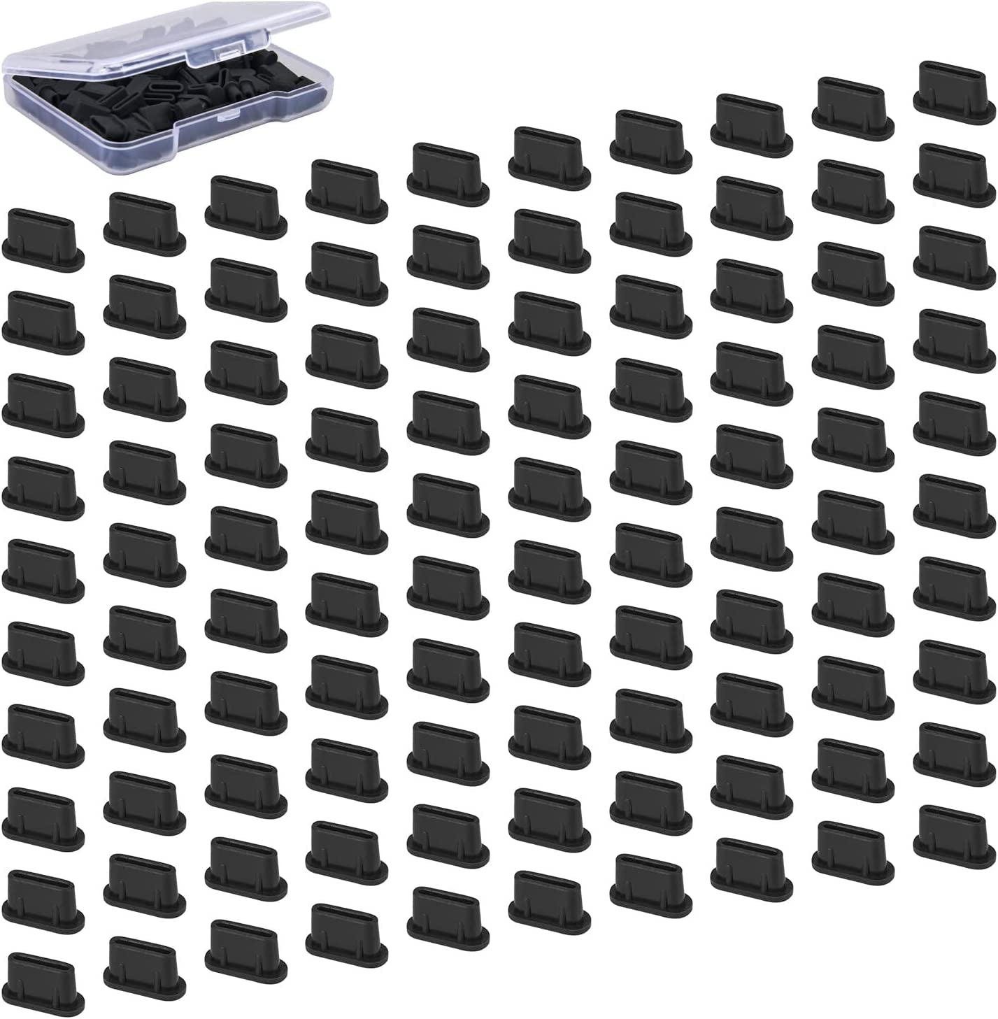 Casebuy 20X USB C anti Dust Plugs Compatible with Samsung Galaxy S23, S22, S21, S20,A53, Note 20, Pixel, Macbook, Laptop, Cell Phone Dust Cover for Any USB Type C Charging Port- Black  CaseBuy 100PACK  