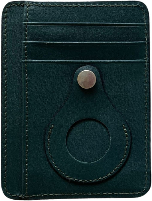 AIRTAG Wallet (Genuine Leather) AIRTAG Wallet RFID Blocking System Slim Minimalist AIRTAG Wallet AIRTAG for Apple Men with Built-In AIRTAG System CASE (Green)  Generic   