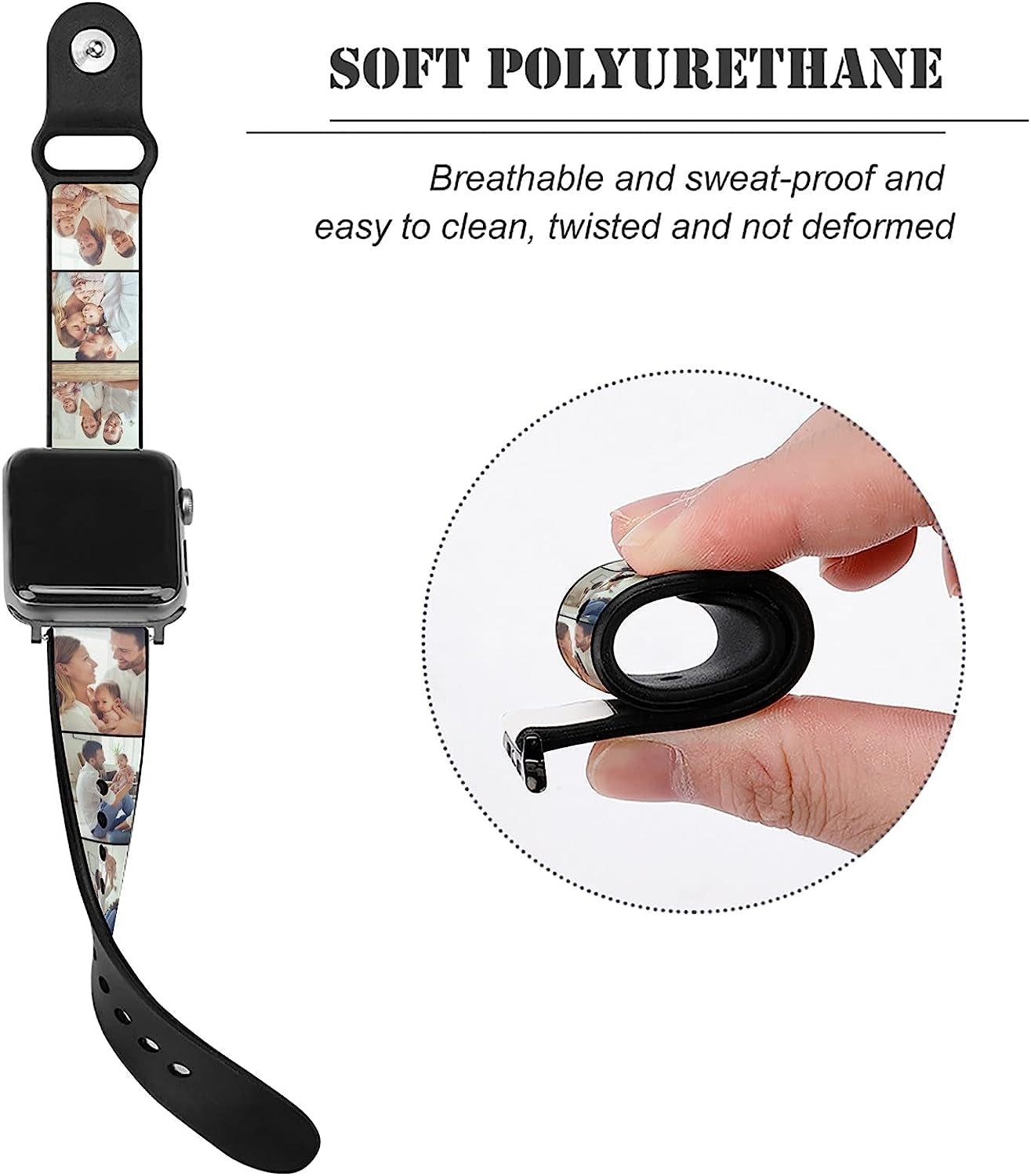 Custom Photo Band for Apple Watch 38Mm 40Mm 41Mm 42Mm 44Mm 45Mm 49Mm Women Men,Personalized Replacement Wrist Strap for Iwatch Series SE/8/7/6/5/4/3/2/1  Silmonkeyuls   