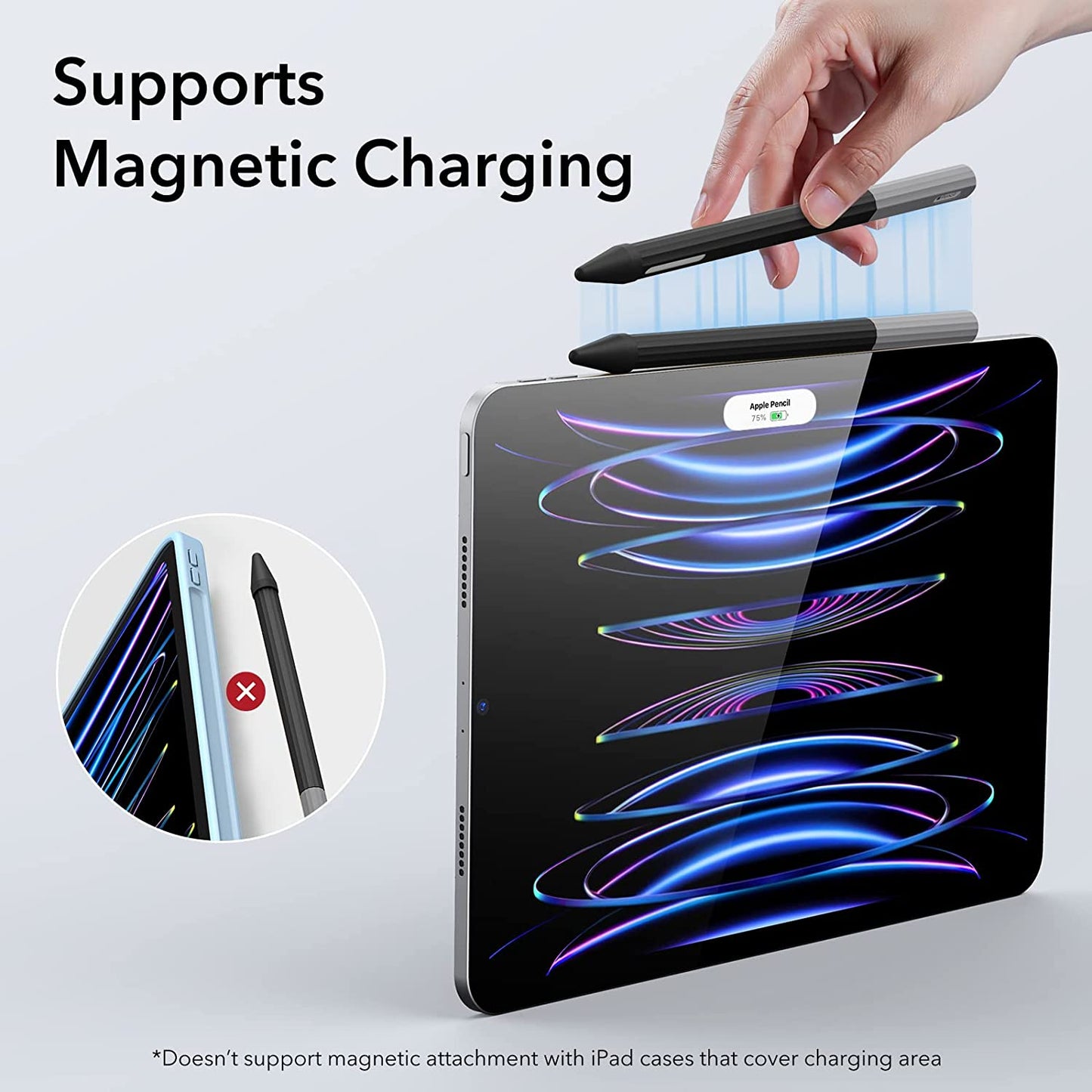 ESR Apple Pencil Case Compatible with Apple Pencil 2Nd Generation, Durable Silicone Sleeve, Compatible with Magnetic Charging, Ultra Lightweight Apple Pencil Cover, Black  Electronic Silk Road Corp   