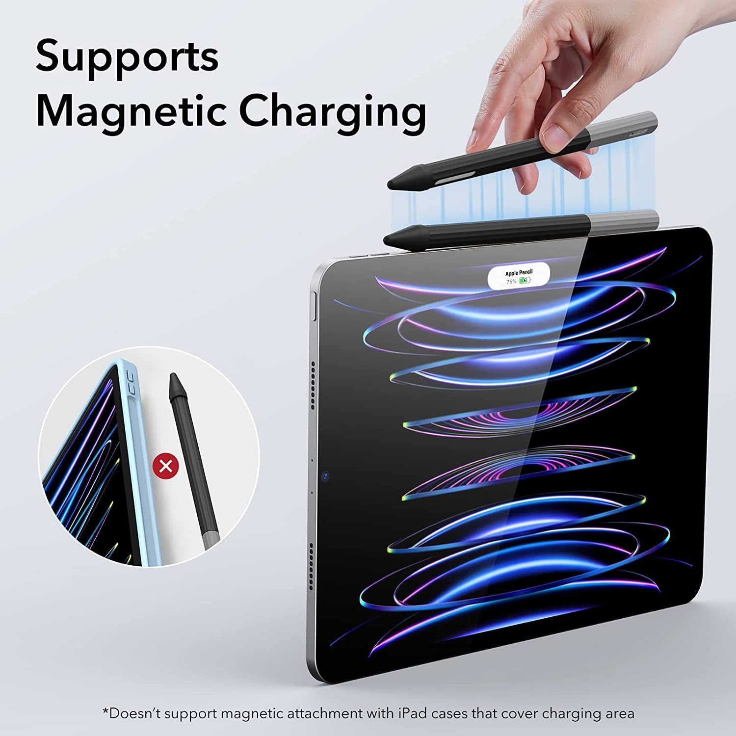 ESR Apple Pencil Case Compatible with Apple Pencil 2Nd Generation, Durable Silicone Sleeve, Compatible with Magnetic Charging, Ultra Lightweight Apple Pencil Cover, Black  Electronic Silk Road Corp   