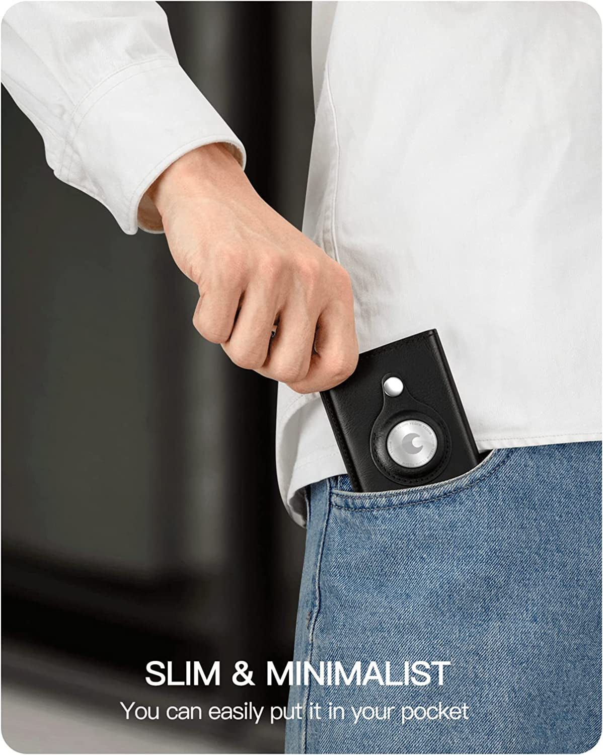 YESIIW Airtag Wallet with Apple Airtag Holder for Men RFID Blocking | Pop up Air Tag Leather Wallet with Money Clip and ID Window | Slim Smart Credit Card Holder Wallet with Airtag Slot Black  YESIIW   