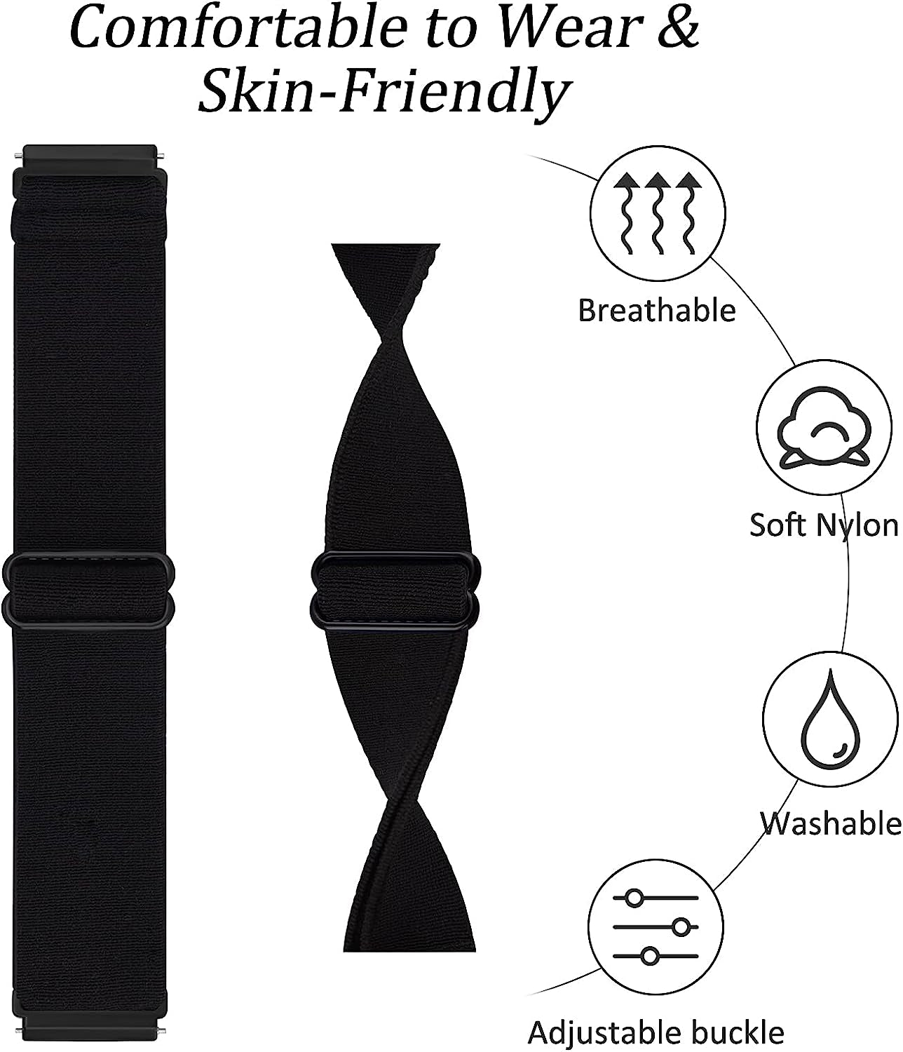 2 Pack Elastic Bands Compatible with Fitbit Versa 2 / Versa/Versa Lite/Versa SE for Women Men, Adjustable Nylon Sport Stretchy Wristband for Fitbit Versa/Versa 2 (Black+Leopard)  Meliya   