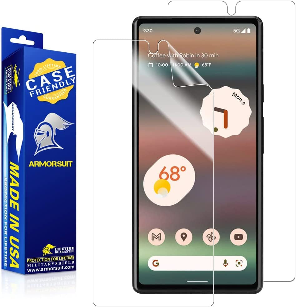 Armorsuit (2 Pack Screen Protector Designed for Google Pixel 6 (6.4 Inch) (2021) Case Friendly Militaryshield HD Clear Film - Made in USA  ArmorSuit Transparent Google Pixel 6A - 6.4 Inch 