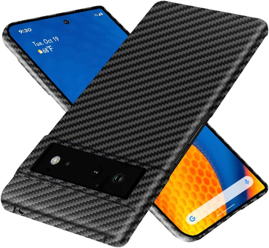 Sinyoeer Slim and Ultra-Thin Case Compatible with Google Pixel 6 6.4 Inch, 100% Carbon Fiber Minimalist Phone Cover for Men Women, Supports Wireless Charging, Matte Black  Sinyoeer   