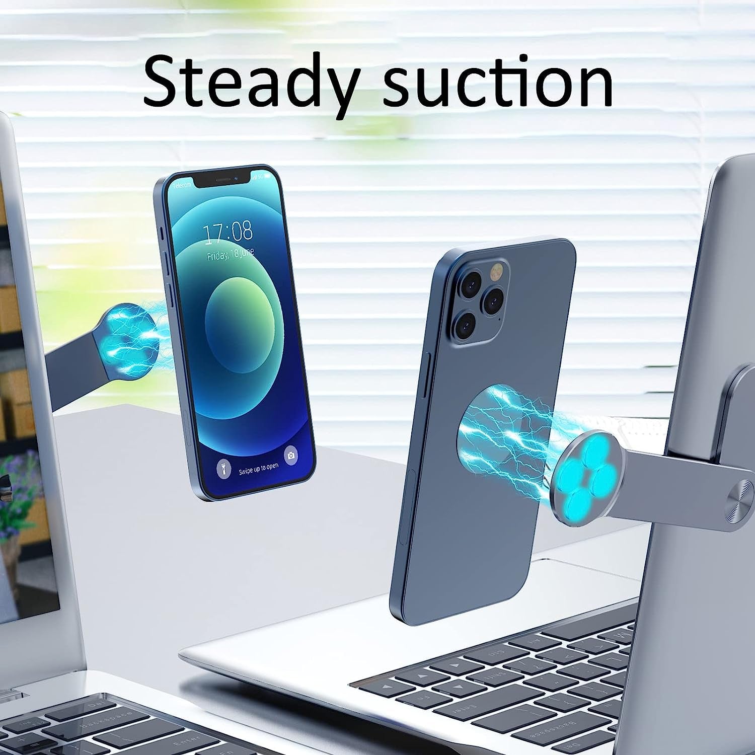 Zyyini Magnetic Laptop Phone Holder for Smartphones, Portable Adjustable Laptop Stand, Aluminum Alloy Magnetic Phone Monitor Mount for Tablet Computers  Zyyini   