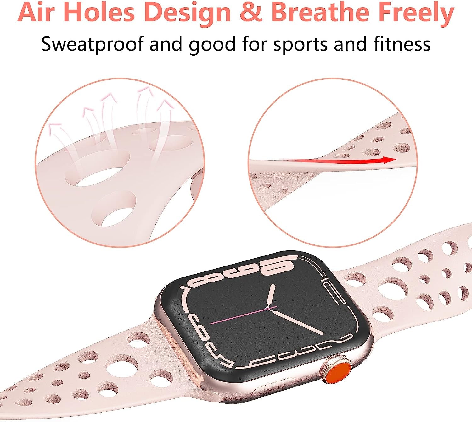 Wohben 6 Pack Sport Bands Compatible with Apple Watch Band 38Mm 40Mm 41Mm 42Mm 44Mm 45Mm Women Men, Breathable Soft Silicone Bands Waterproof Replacement Strap for Iwatch Series 7 6 5 4 3 2 1 SE  Wohben   