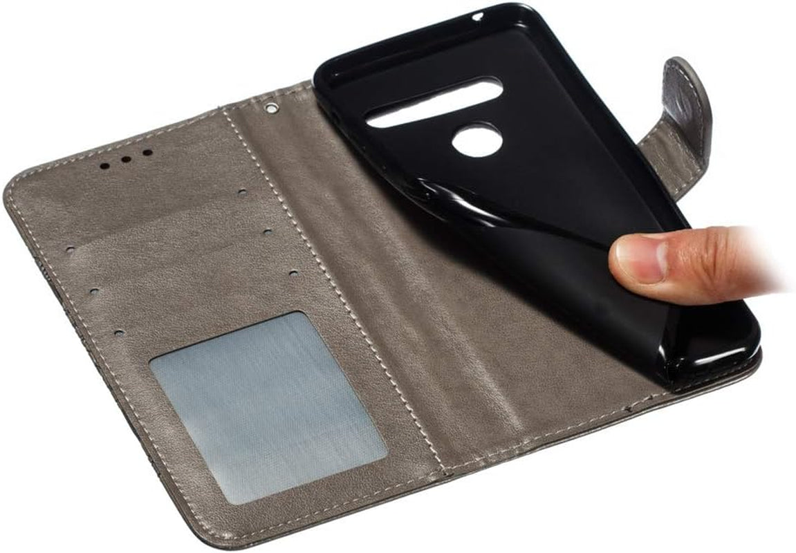 HMTECHUS LG G8 Thinq Case Embossing Durable Shell Card Slots Holder Luxury PU Leather Wallet Bookstyle Magnetic Stand Shockproof Protection Flip Cover for LG G8 / G8S / G8 Thinq Mandala Gray LD  HMTECHUS   