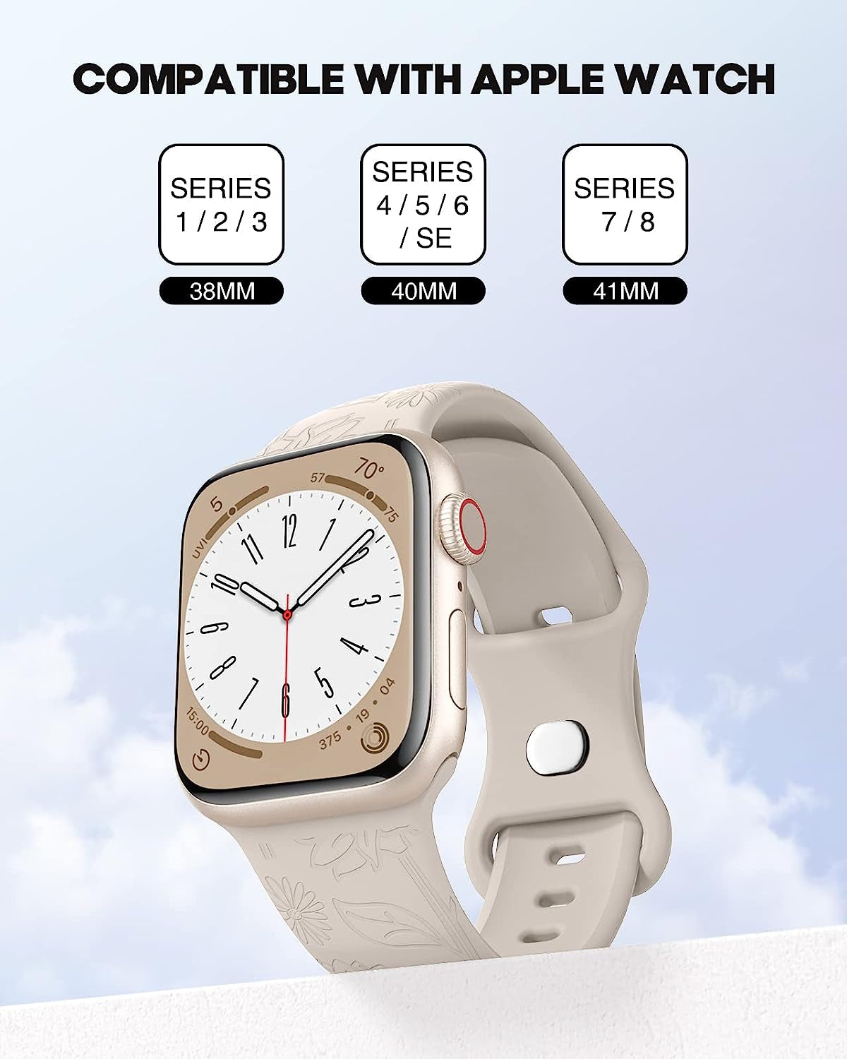 Astorgos 4 Pack Watch Band Compatible with Apple Watch Band 38Mm 40Mm 41Mm, Apple Watch SE, SE2 Series 8/7/6/5/4/3/2/1, Engraved Sport Silicone Strap Replacement Wristband  Astorgos   