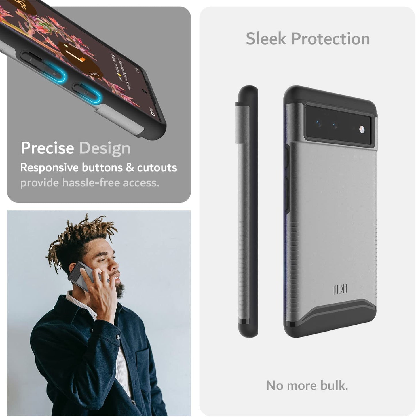TUDIA Dualshield Designed for Google Pixel 6 Case (2021), [Merge] Shockproof Military Grade Slim Heavy Duty Dual Layer Tough Protection for Pixel 6 Phone Case - Metallic Slate  TUDIA   