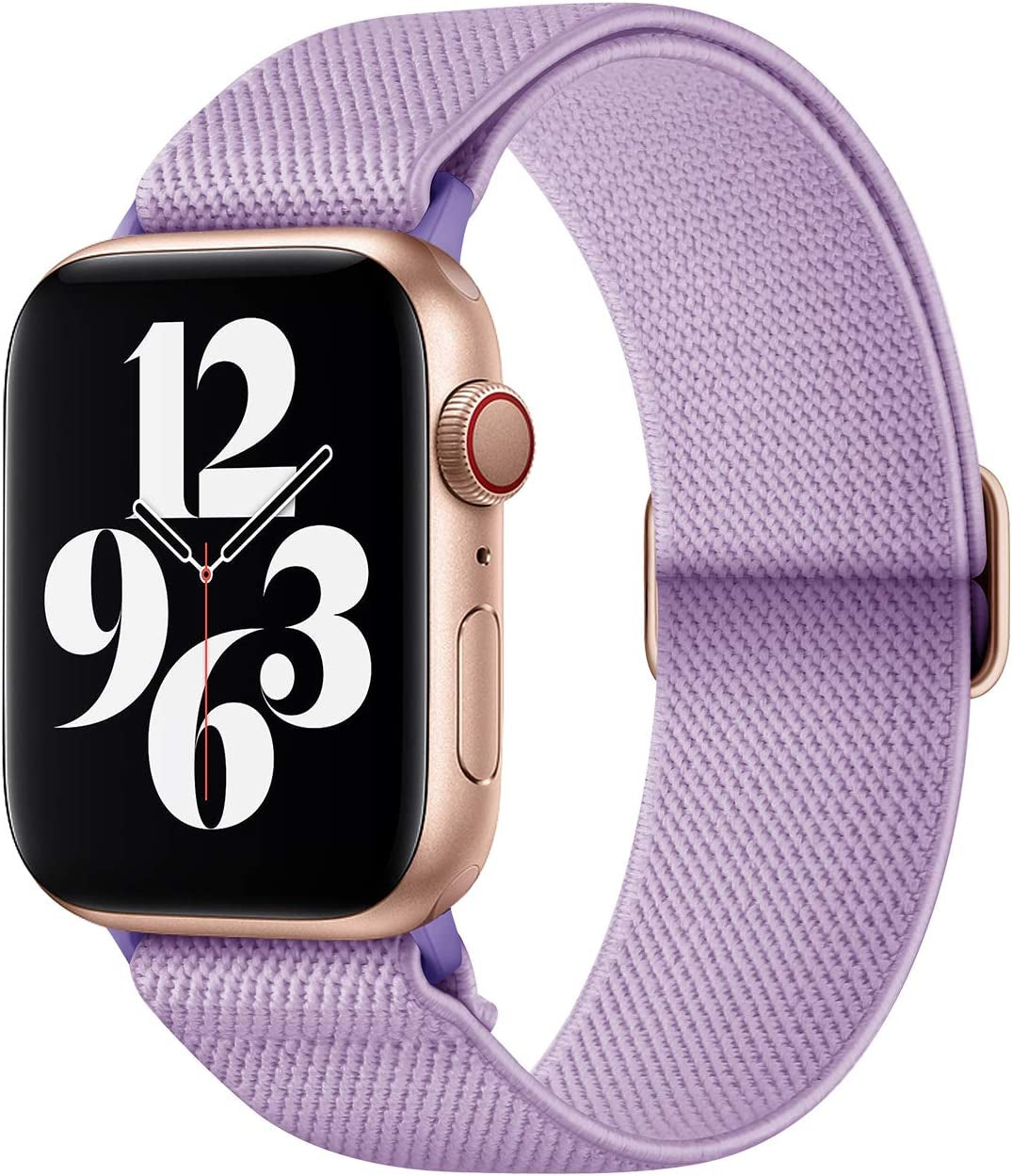 AMANECER Stretchy Nylon Watch Bands Compatible with Apple Watch Ultra Series 8/7/6/5/4/3/2/1 SE, Adjustable Braided Elastic Sport Loop Rugged Straps for Iwatch Women Men (Hunter Green, 38/40/41MM)  AMANECER Lavender Purple 42/44/45/49MM 
