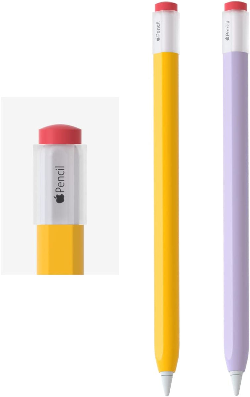 2 Pack Silicone Pencil Case Compatible with Apple Pencil 2Nd Generation Only,Case Cover Sleeve Accessories Protective Skin Holder(Must Read Installation Instructions) [Yellow,Black]  AFOOYO Yellow,Lavender  