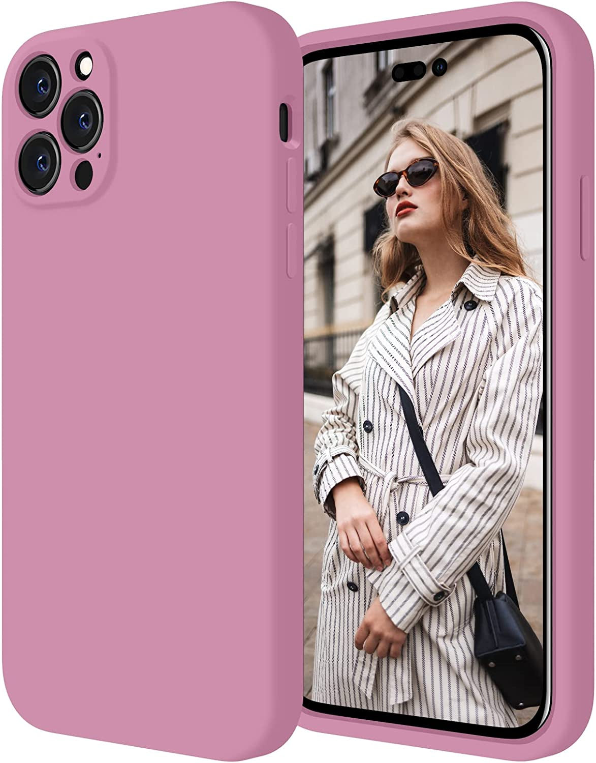 Firenova for Iphone 14 Pro Case, Silicone Upgraded [Camera Protection] Phone Case with [2 Screen Protectors], Soft Anti-Scratch Microfiber Lining Inside, 6.1 Inch, Black  FireNova Lilac Purple  