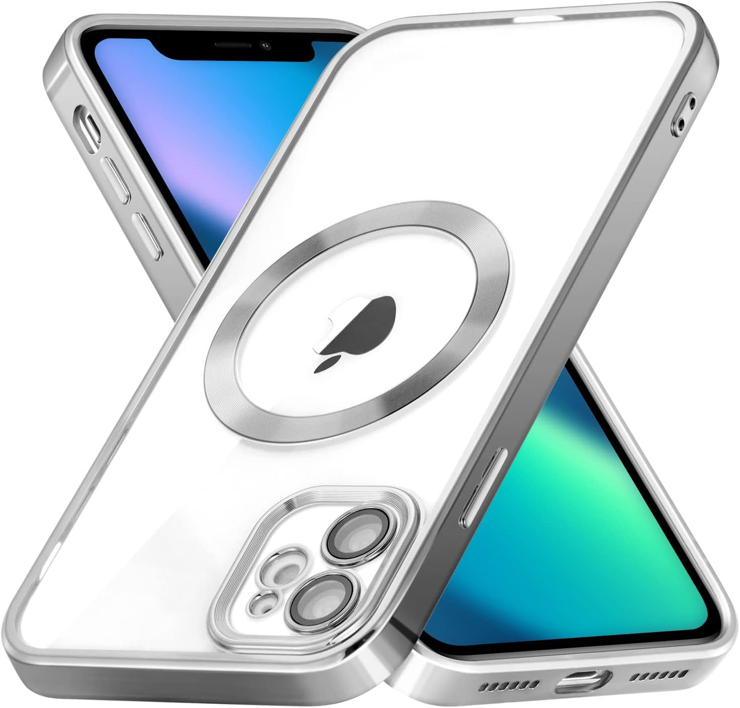 ZCDAYE Case for Iphone 13, Iphone 13 Phone Case Compatible with Wireless Charging,Blue Edge Electroplated Transparent Soft TPU Shockproof Case Cover for Iphone 13(6.1 Inches) - Blue  ZCDAYE Silver Iphone 11 