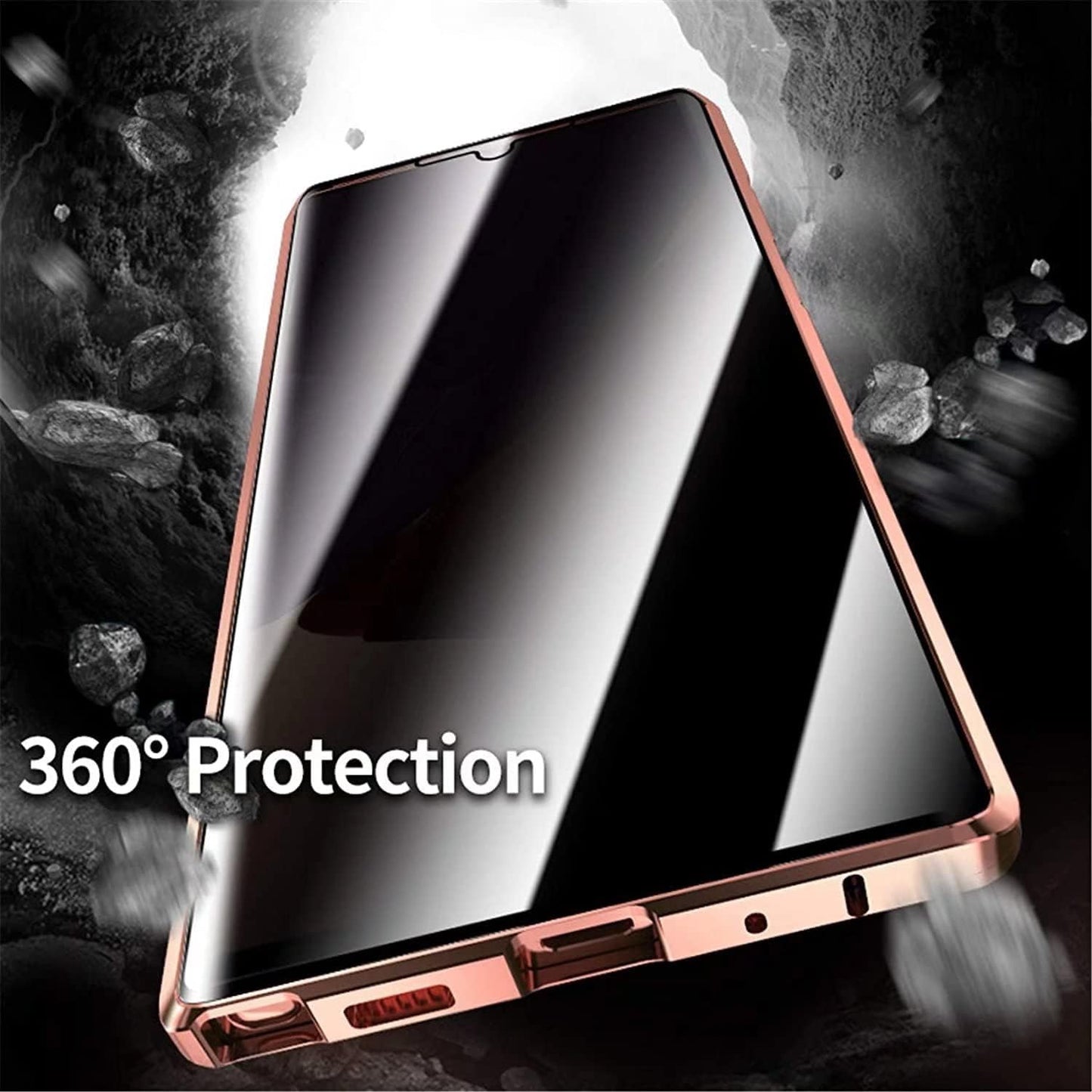 Privacy Magnetic Case for Samsung Galaxy Note 20 Ultra, anti Peep Tempered Glass Full Body Case, Front & Back 9H Tempered Glass, Privacy Screen Protector Metal Frame anti Spy Case Cover, Purple  PingGoo   
