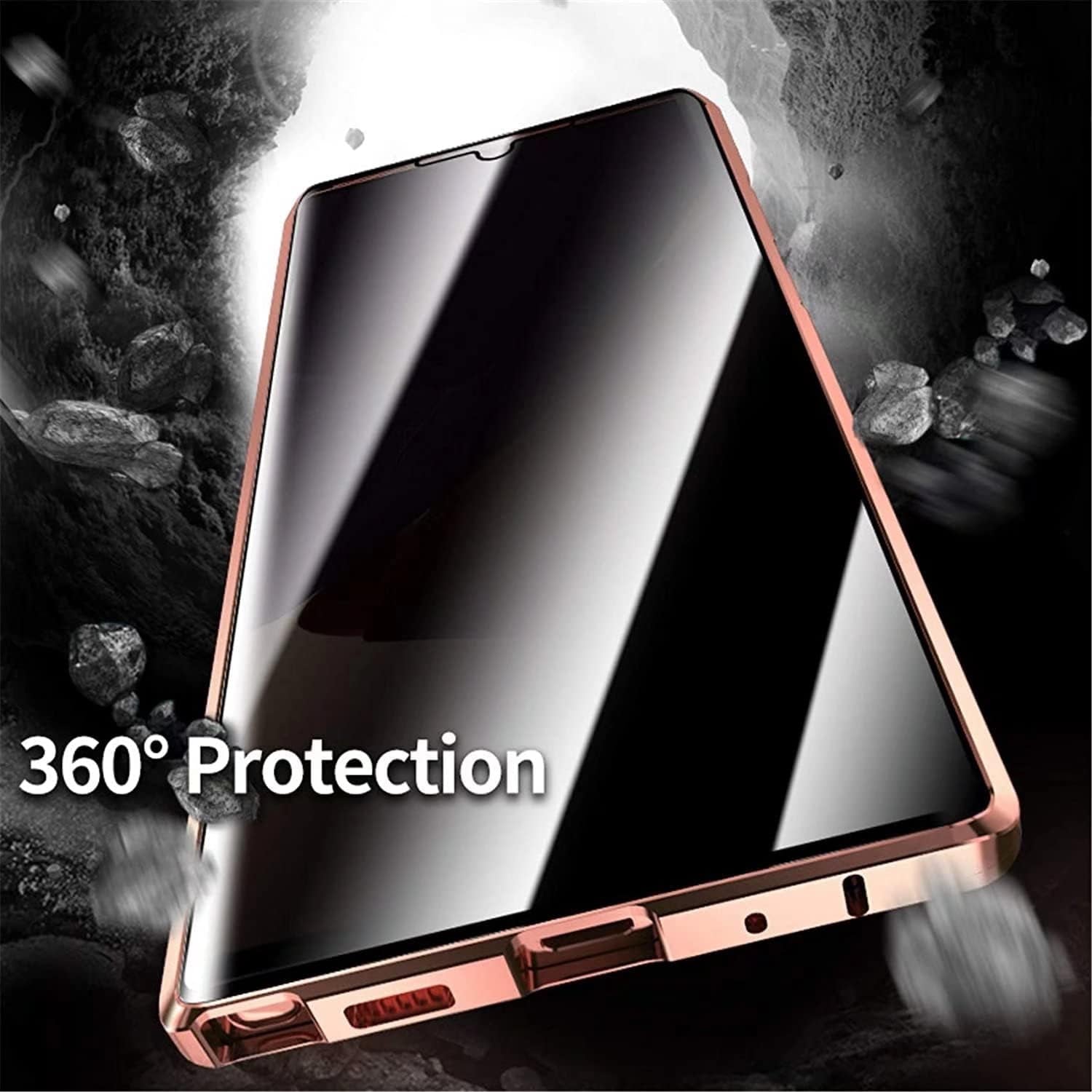 Privacy Magnetic Case for Samsung Galaxy Note 20 Ultra, anti Peep Tempered Glass Full Body Case, Front & Back 9H Tempered Glass, Privacy Screen Protector Metal Frame anti Spy Case Cover, Purple  PingGoo   