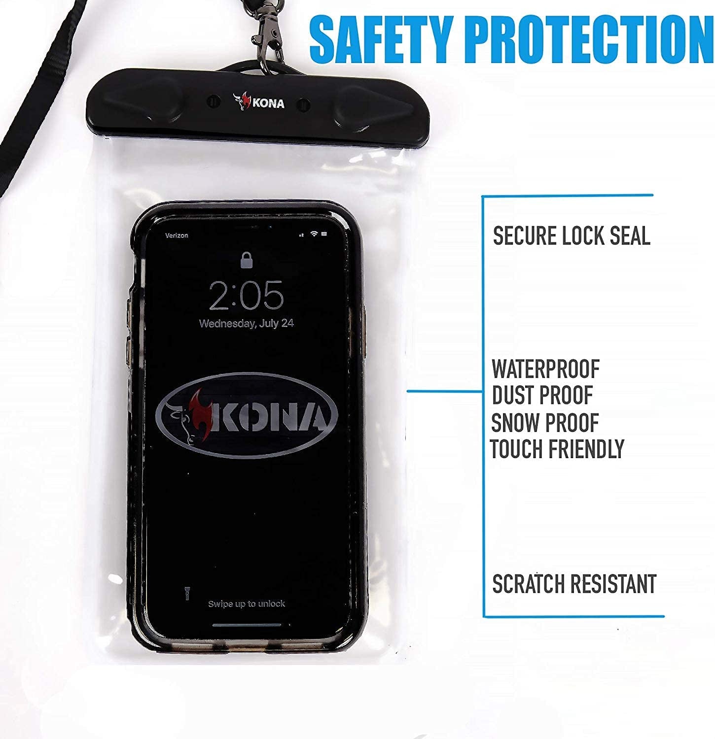 Kona Submariner Floating Waterproof Case - Universal Phone Pouch Compatible for Iphone 14 13 12 Pro Max XS plus Samsung Galaxy S22 Cell Phones up to 7.5", IPX8 Cellphone Dry Bag for Vacations - 2 Pack  Nickles Arcade LLC   