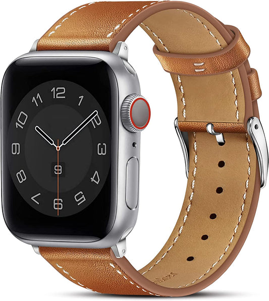 MARGE plus Compatible with Apple Watch Band Series SE 8 7 6 5 4 3 2 1 Ultra 49Mm 45Mm 41Mm 44Mm 40Mm 42Mm 38Mm, Genuine Leather Replacement Band for Iwatch, Leather Apple Watch Strap for Women & Men Brown  MARGE PLUS   