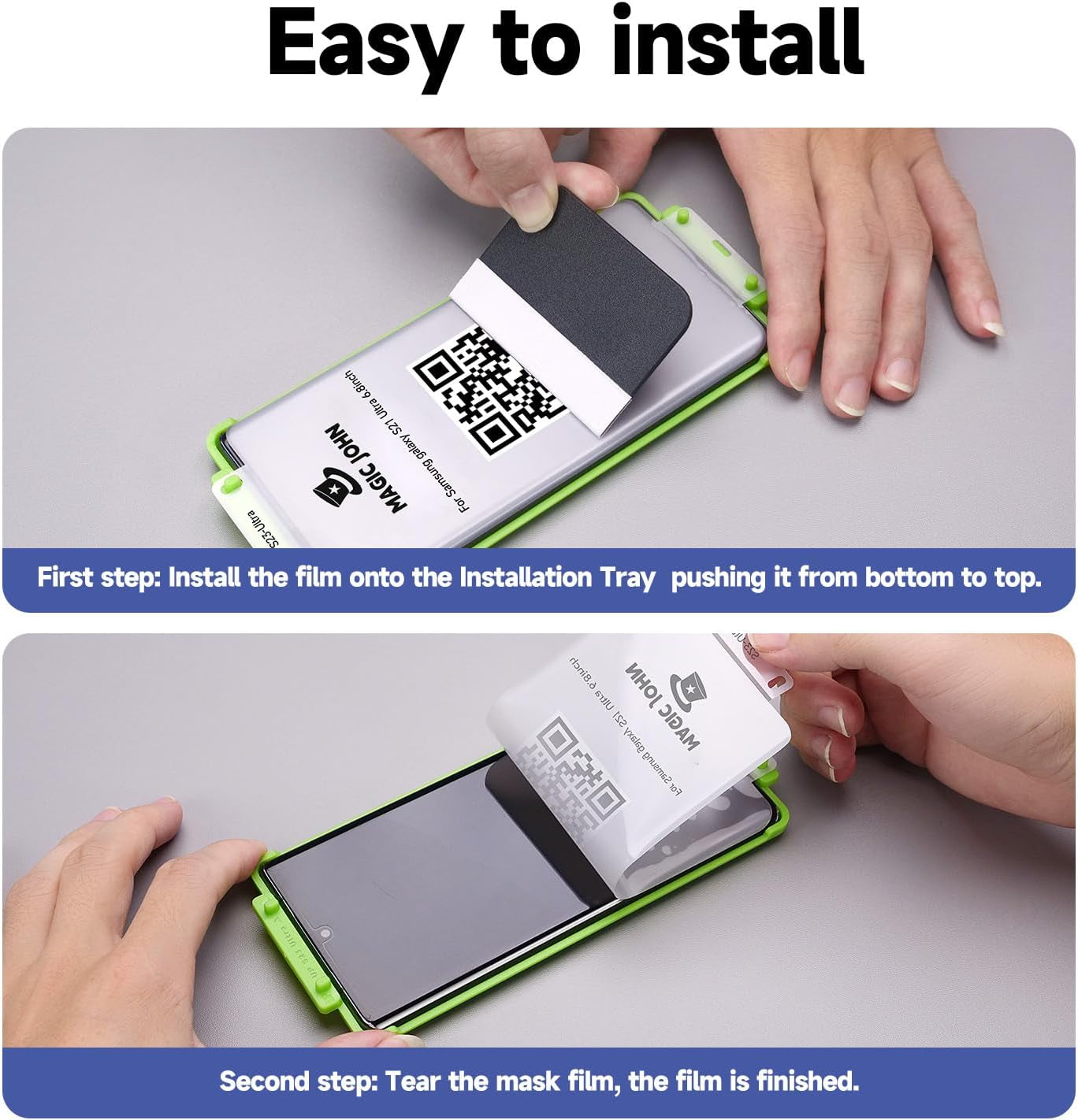 MAGIC JOHN 2 Pack for Samsung Galaxy S22 Ultra Screen Protector [Ceramic Film] Not Glass 6.8 Inch,[100% Fingerprint ID Compatible] Easy Installation Tray, 3D Curved, Bubble Free, Scratch Proof, HD Clear, Case Friendly  MAGIC JOHN   