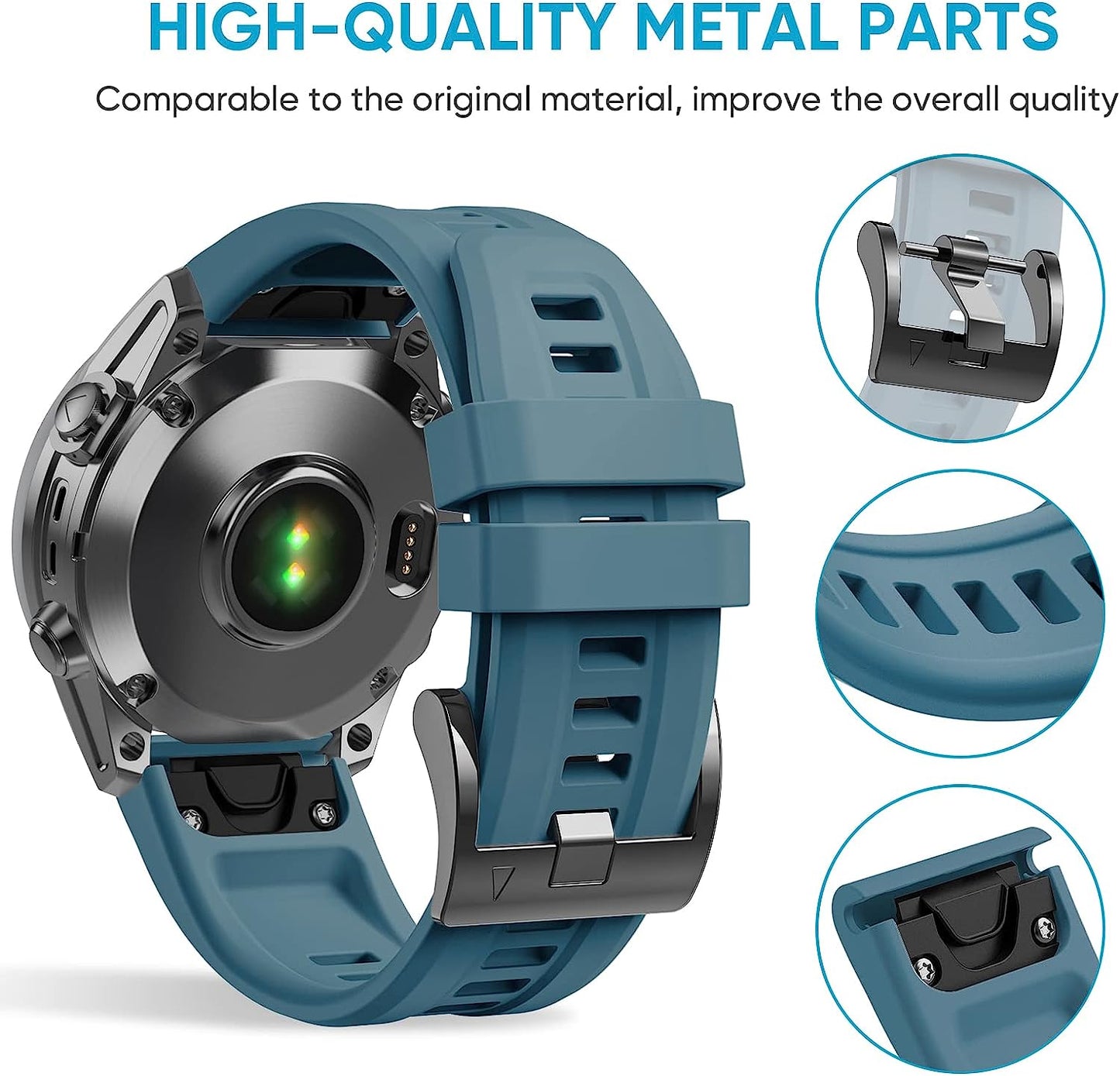 Lepmok for Garmin Fenix 7 Watch Bands, 22Mm Quickfit Silicone Band for Garmin Fenix 6, Fenix 5 Smartwatch  lepmok   