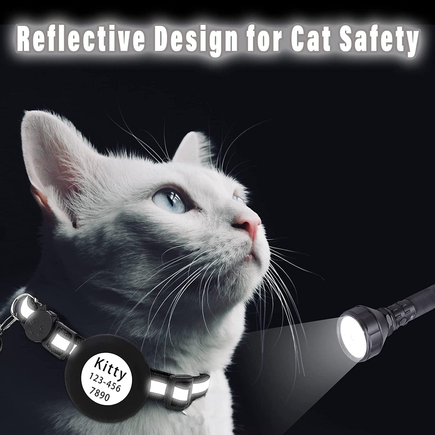 Airtag Cat Collar with Apple Airtag Holder, Safety Buckle, Bell in 3/8 Inch Reflective Lightweight Collar, DIY Pet ID with TPU Airtag Protector on Cute Air Tag Cat Collar Breakaway  DEALDONE DIRECT   