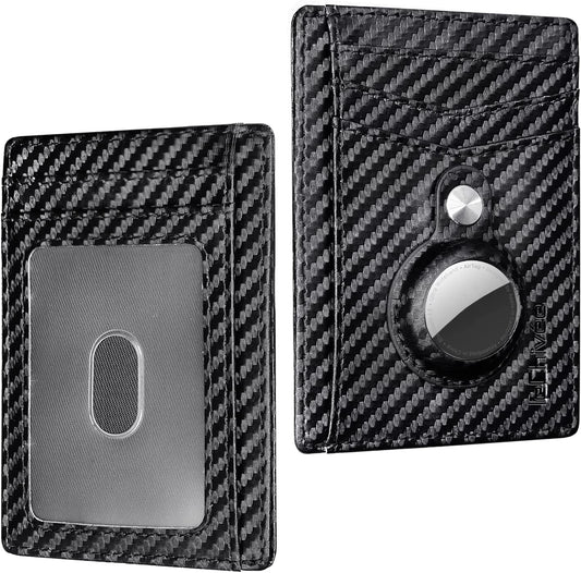 Lechivée for Airtag Wallet Case, Pocket Wallet Minimalist Credit Card Cash Holder Wallet for Airtags Holder with Built-In Case for Air Tag Wallet Multifunctional Purse (Carbon Fiber Black)  leChivée   