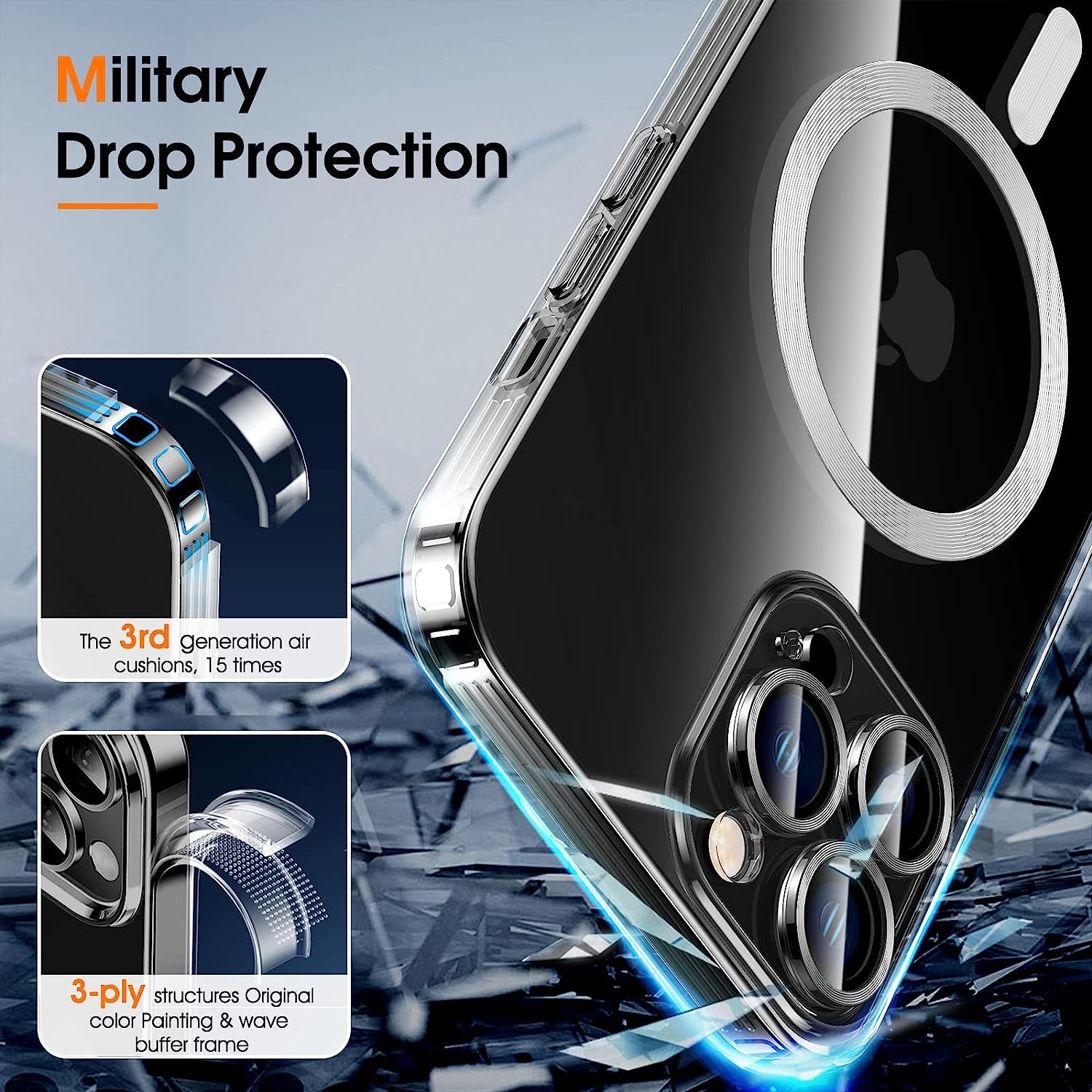 Magnetic Clear for Iphone 14 Pro Max Case with Magsafe [Integrated Camera Glass] Women Phone Case [Original Iphone Exterior] Silicone Cover Slim Thin [Non-Yellowing] Anti-Fingerprint Scratch Men  DOSNTO   