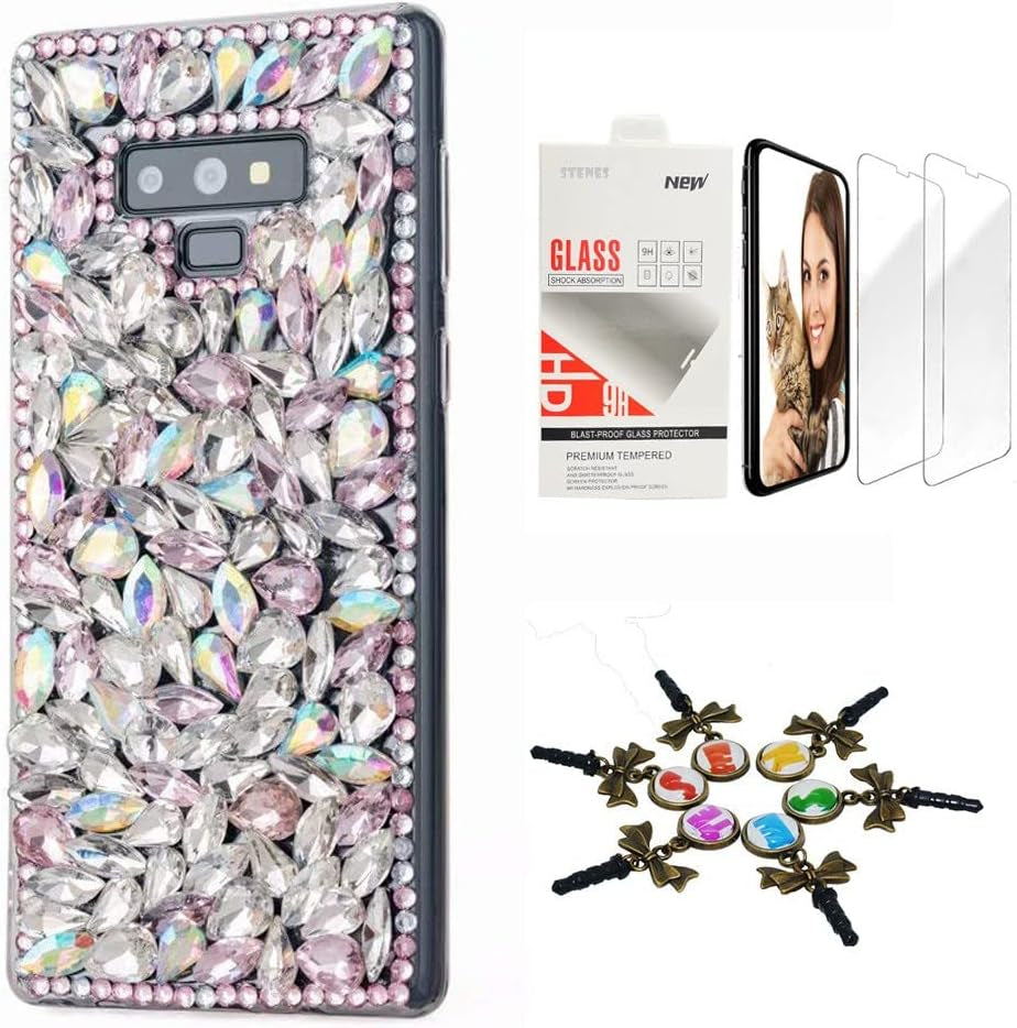 STENES Bling Case Compatible with LG V40 Thinq - Stylish - 3D Handmade [Sparkle Series] Fox Crown Rhinestone Design Cover with Screen Protector [2 Pack] - White  STENES Pretty Rhinestone / Bling Design For Lg Velvet 5G Case 