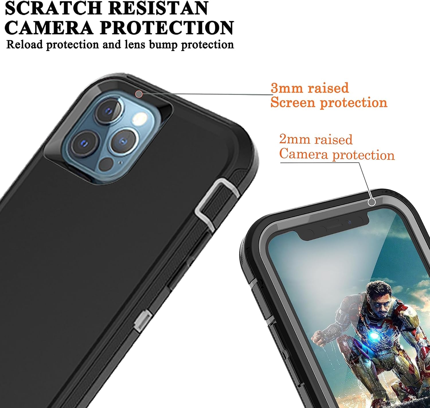 Ymhxcy for Iphone 11 Pro Max Case Shockproof Dropproof Dust-Proof Drop Proof 3-Layer Durable Phone Case Heavy Duty Protection Phone Case Cover for Apple Iphone 11 Pro Max 6.5“ Black and Grey  YmhxcY   