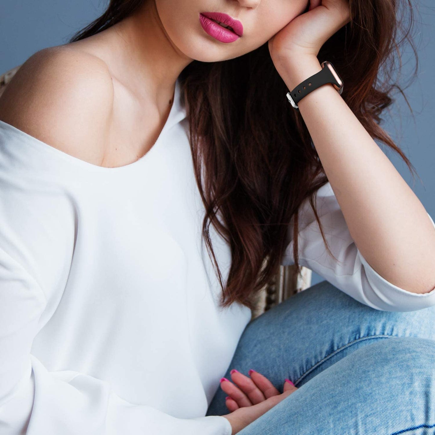 Laffav Slim Band Compatible with Apple Watch 49Mm 45Mm 44Mm 42Mm Iwatch SE & Ultra & Series 8/7/6/5/4/3/2/1 for Women Men, Black, S/M  Laffav   