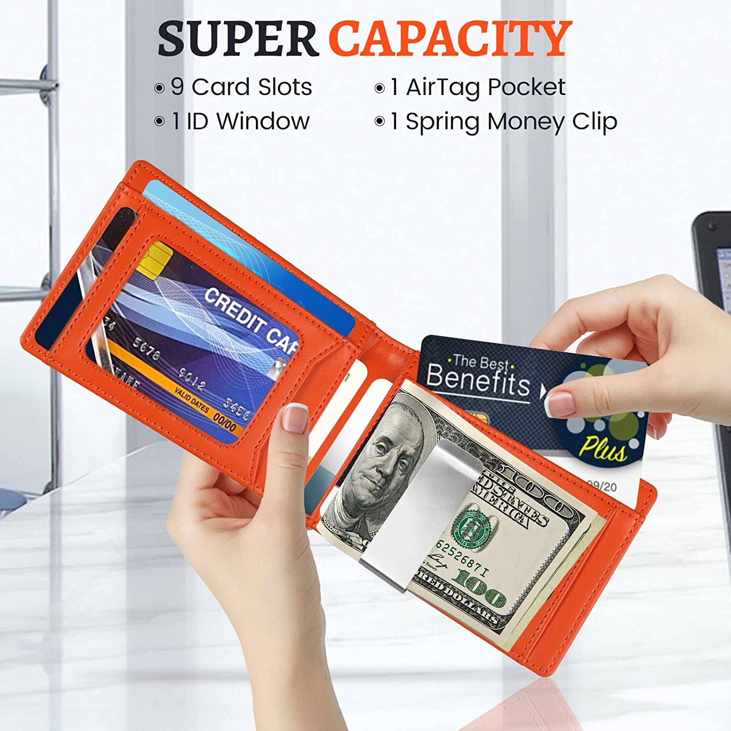 Airtag Wallet with Money Clip Front Pocket RFID Blocking, Gift for Men of Carbon Fiber Wallet with Gift Box  Oonkaf   