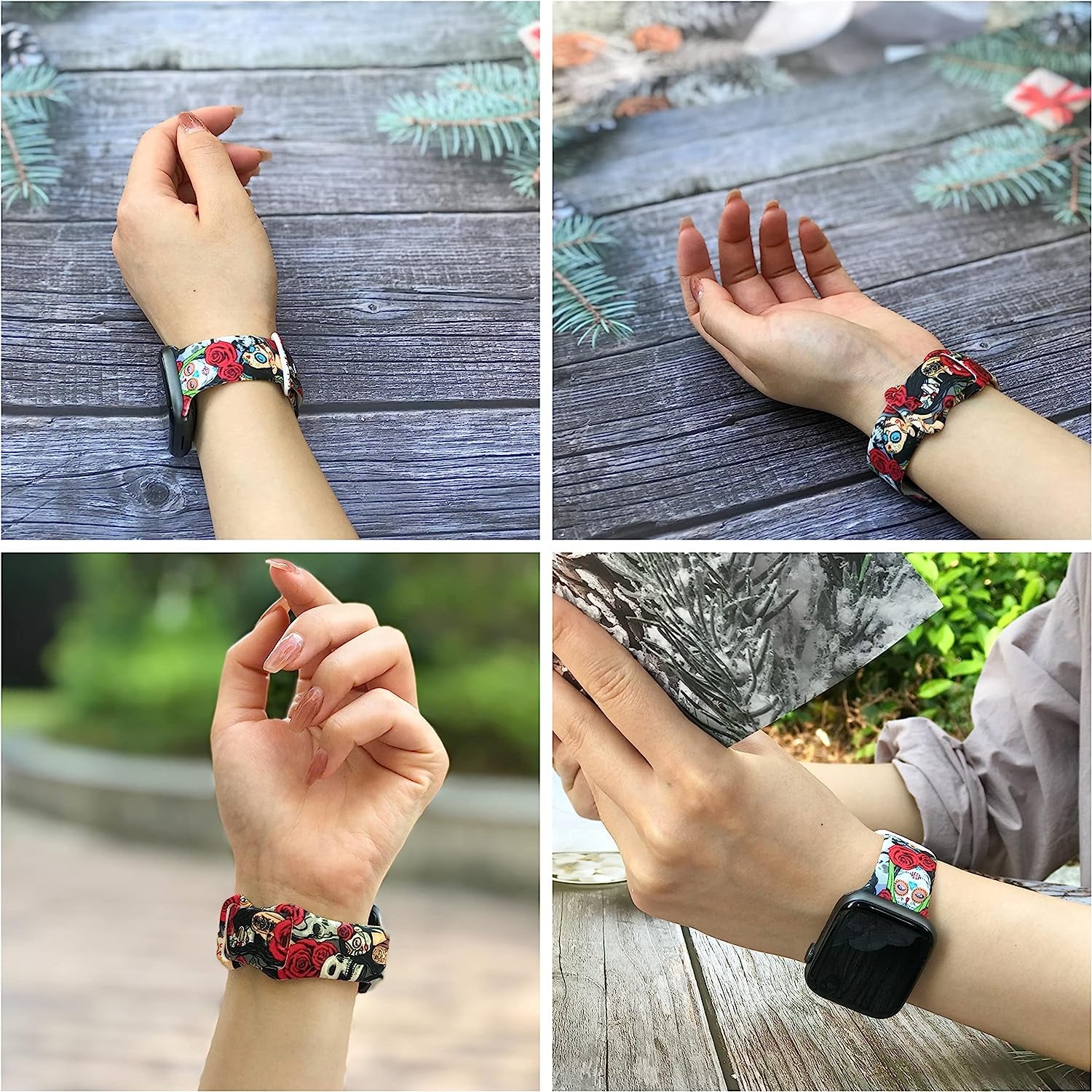 Halloween Watch Band Compatible with Apple Watch 38Mm 40Mm 41Mm 42Mm 44Mm 45Mm, Day of the Dead Decor Replacement Bands Silicone Wristbands Strap Compatible with All Iwatch Series  WANSENCE   