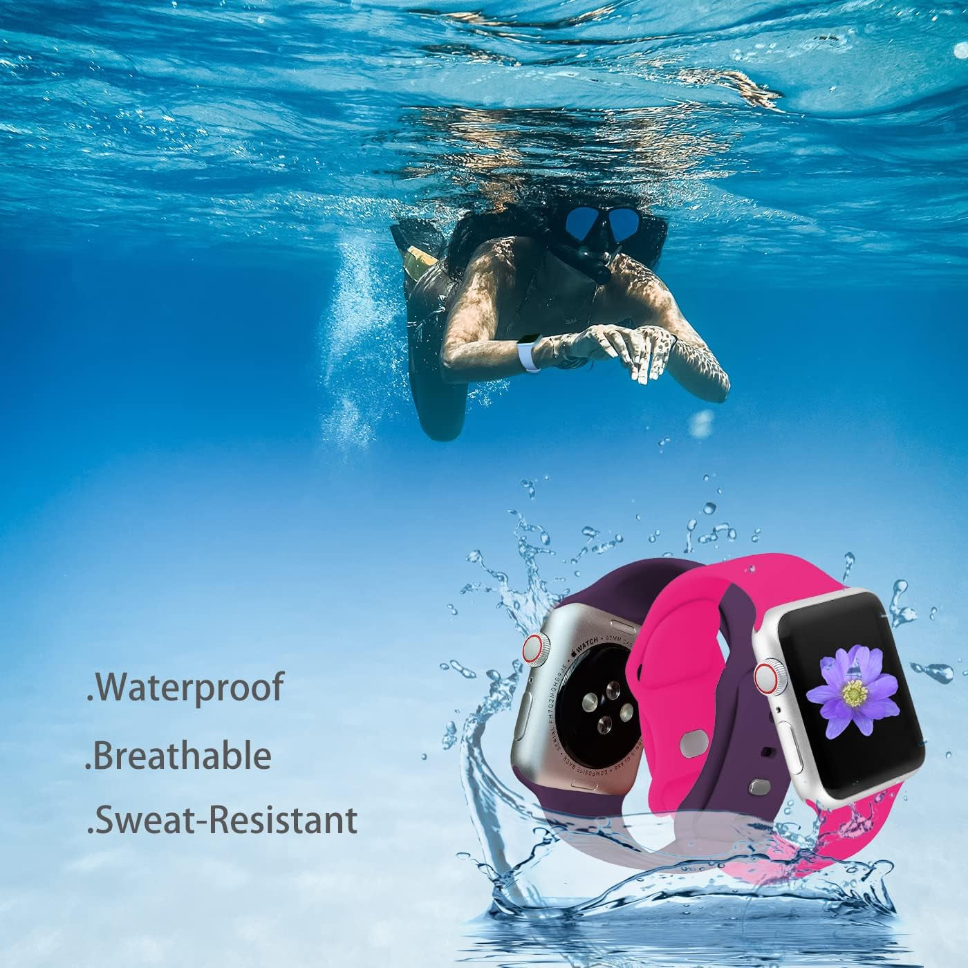 Cindgress Sport Bands Compatible with 42Mm 44Mm 45Mm 41Mm 38Mm 40Mm Apple Watch Bands for Women Men,Compatible with Soft Silicone Apple Watch Series 6 Bands for Women Men Series SE 8 7 6 5 4 3 2 1 Pack  Cindgress   