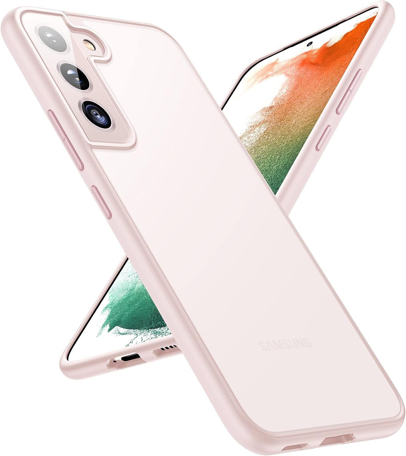 TORRAS Shockproof Galaxy S22 Case, [Military Grade Drop Tested] Translucent Matte Hard Back & Soft Edge Slim Protective Compatible for Samsung S22 Case 5G Guardian Series, Pink  TORRAS   