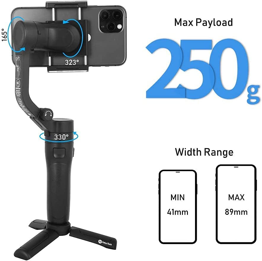 Feiyutech Vlog Pocket 2 Gimbal Stabilizer for Smartphone 3-Axis Foldable for Iphone 12/Mini XR XS Samsung HUAIWEI Xiaomi,Android/Iosapp Vlog Youtube Tiktok,Zoomcontrol,With Tripod,Max 0.55Lb  JZJ Tech   