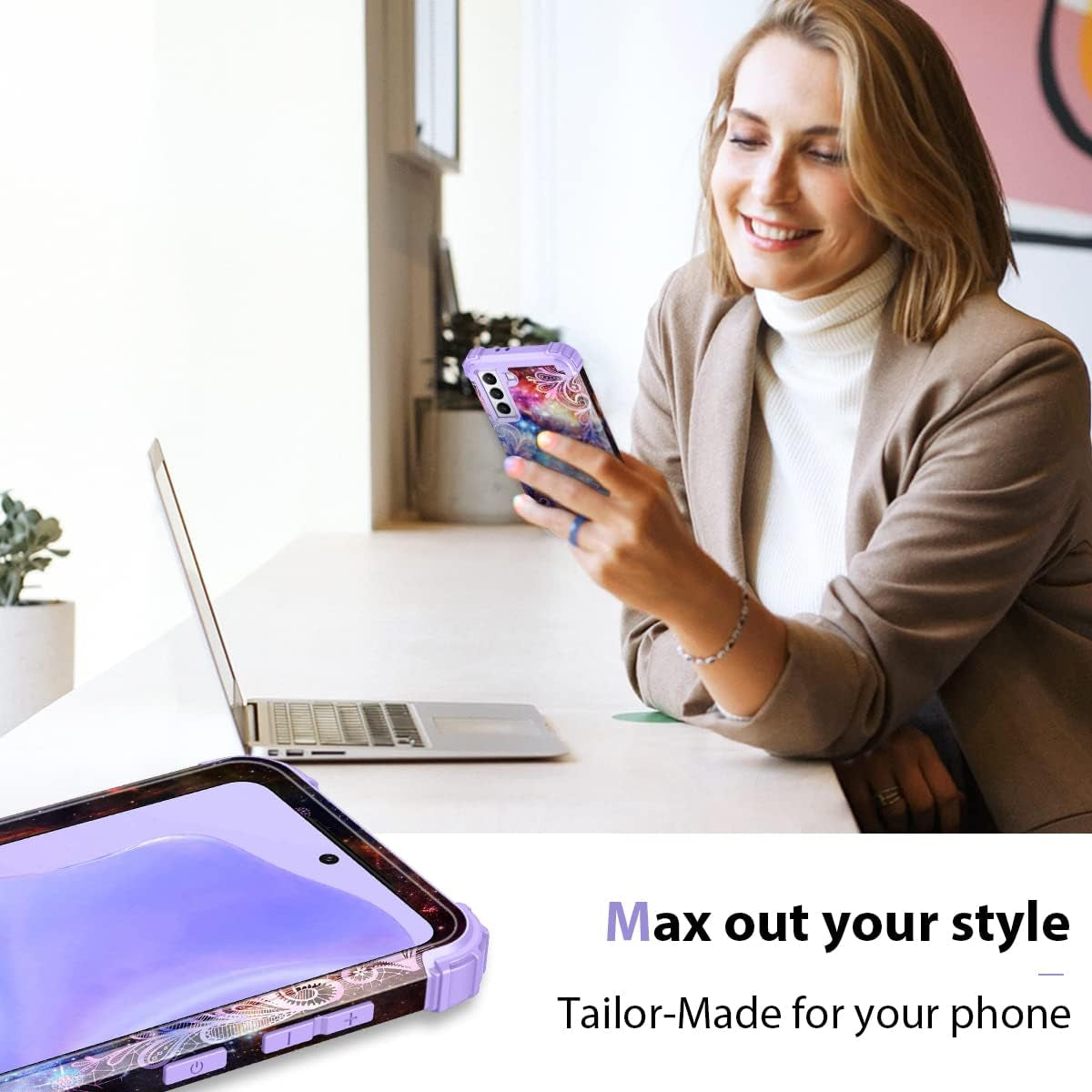 Rancase for Galaxy S21 5G Case,Three Layer Heavy Duty Shockproof Protection Hard Plastic Bumper +Soft Silicone Rubber Protective Case for Samsung Galaxy S21 5G 6.2 Inch,Purple Mandala  Rancase   