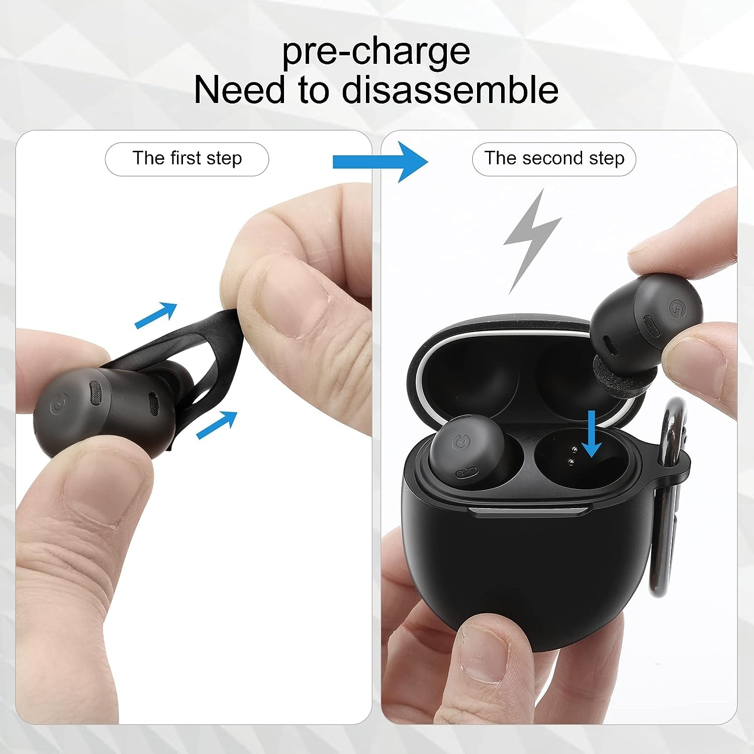 AHBTEYM Memory Foam Ear Tips for Google Pixel Buds Pro Silicone Case Cover with Keychain,Anti-Lost Strap,Anti-Slip Foam Tips for Pixel Buds Pro 2022 3 Pairs S/M/L (Black Case+Black Strap+Black Eartip)  AHBTEYM   