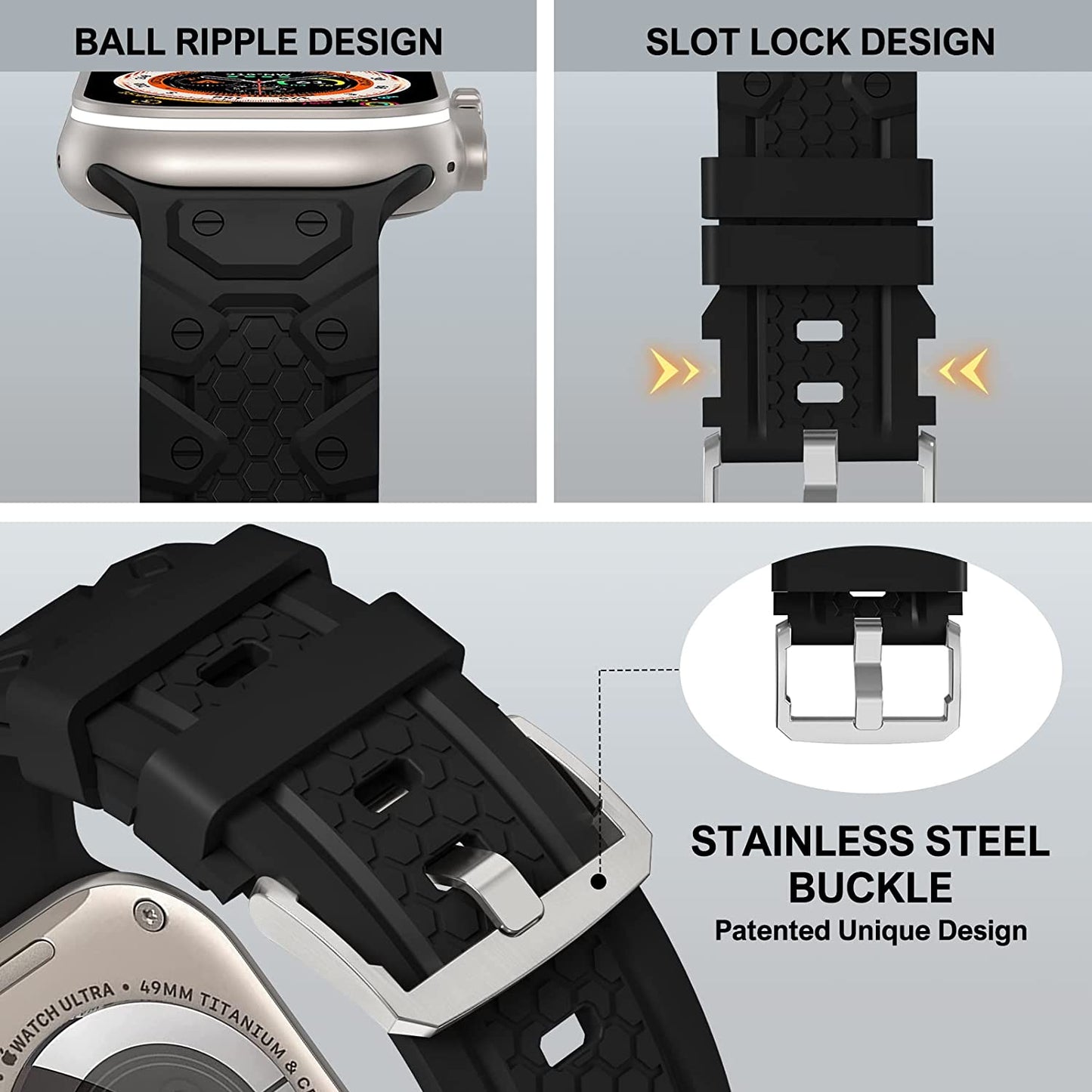 Sport Band Compatible with Apple Watch Ultra Band 49Mm 45Mm 44Mm 42Mm for Men, Soft Silicone Wristbands Replacement Strap for Iwatch Ultra Series SE 8 7 6 5 4 3 2 1  Wewatri   